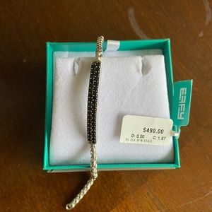 NWT Effy Men’s Silver Black Sapphire Spin Bracelet
